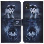 For Nokia C2 2nd Edition Coloured Drawing Leather Phone Case(Wolf and Dog)