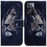 For OPPO A57 2022 4G/A57 2022 5G/Realme Q5i/Realme V23 5G/Realme Narzo 50 5G/A77 5G  Coloured Drawing Leather Phone Case(Lion)