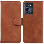 For Infinix Note 12 G96/X670 Skin Feel Pure Color Flip Leather Phone Case(Brown)