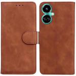 For Tecno Camon 19 Skin Feel Pure Color Flip Leather Phone Case(Brown)
