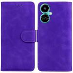 For Tecno Camon 19 Skin Feel Pure Color Flip Leather Phone Case(Purple)