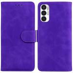 For Tecno Pova 3 LE7 Skin Feel Pure Color Flip Leather Phone Case(Purple)