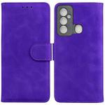 For Tecno Spark 6 GO Skin Feel Pure Color Flip Leather Phone Case(Purple)