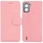 For Tecno Pop 6 No Fingerprints Skin Feel Pure Color Flip Leather Phone Case(Pink)