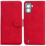 For Tecno Pop 6 No Fingerprints Skin Feel Pure Color Flip Leather Phone Case(Red)