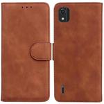 For Nokia C2 2nd Edition Skin Feel Pure Color Flip Leather Phone Case(Brown)