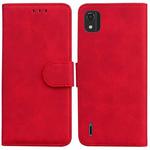 For Nokia C2 2nd Edition Skin Feel Pure Color Flip Leather Phone Case(Red)