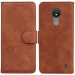 For Nokia C21 Skin Feel Pure Color Flip Leather Phone Case(Brown)