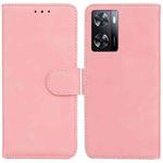 For OPPO A57 2022 4G/A57 2022 5G/Realme Q5i/Realme V23 5G/Realme Narzo 50 5G/A77 5G Skin Feel Pure Color Flip Leather Phone Case(Pink)