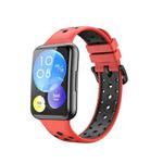 For Huawei Watch Fit 2 Two-color Silicone Watch Band(Red+Black)