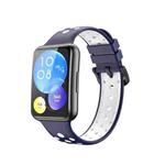 For Huawei Watch Fit 2 Two-color Silicone Watch Band(Original Blue+White)