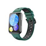 For Huawei Watch Fit 2 Two-color Silicone Watch Band(Dark Green)