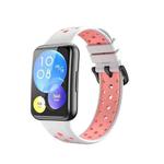 For Huawei Watch Fit 2 Two-color Silicone Watch Band(White + Pink)