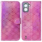 For Tecno Pop 6 No Fingerprints Colorful Magnetic Buckle Leather Phone Case(Pink)