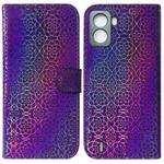 For Tecno Pop 6 No Fingerprints Colorful Magnetic Buckle Leather Phone Case(Purple)