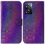 For OPPO A57 2022 4G/A57 2022 5G/Realme Q5i/Realme V23 5G/Realme Narzo 50 5G/A77 5G Colorful Magnetic Buckle Leather Phone Case(Purple)