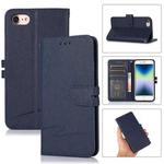 For iPhone SE 2022 / SE 2020 / 8 / 7 Cross Texture Horizontal Flip Leather Phone Case(Dark Blue)