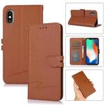 For iPhone X / XS Cross Texture Horizontal Flip Leather Phone Case(Brown)