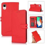 For iPhone XR Cross Texture Horizontal Flip Leather Phone Case(Red)