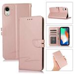For iPhone XR Cross Texture Horizontal Flip Leather Phone Case(Pink)