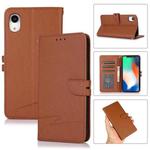 For iPhone XR Cross Texture Horizontal Flip Leather Phone Case(Brown)