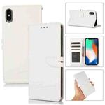 For iPhone XS Max Cross Texture Horizontal Flip Leather Phone Case(White)