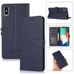 For iPhone XS Max Cross Texture Horizontal Flip Leather Phone Case(Dark Blue)