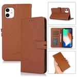 For iPhone 11 Cross Texture Horizontal Flip Leather Phone Case (Brown)