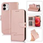 For iPhone 12 mini Cross Texture Horizontal Flip Leather Phone Case (Pink)