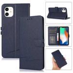 For iPhone 12 Cross Texture Horizontal Flip Leather Phone Case(Dark Blue)