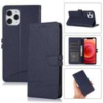 For iPhone 12 Pro Cross Texture Horizontal Flip Leather Phone Case(Dark Blue)