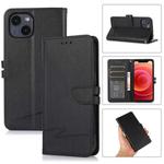 For iPhone 13 Cross Texture Horizontal Flip Leather Phone Case(Black)