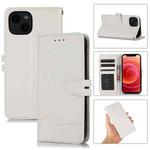 For iPhone 13 Cross Texture Horizontal Flip Leather Phone Case(White)