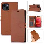 For iPhone 13 Cross Texture Horizontal Flip Leather Phone Case(Brown)