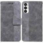 For Tecno Pova 3 LE7 Geometric Embossed Leather Phone Case(Grey)