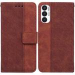 For Tecno Pova 3 LE7 Geometric Embossed Leather Phone Case(Brown)