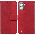 For Tecno Pop 6 No Fingerprints Geometric Embossed Leather Phone Case(Red)