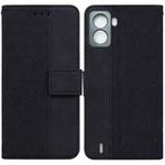 For Tecno Pop 6 No Fingerprints Geometric Embossed Leather Phone Case(Black)