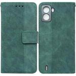 For Tecno Pop 6 No Fingerprints Geometric Embossed Leather Phone Case(Green)