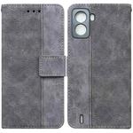 For Tecno Pop 6 No Fingerprints Geometric Embossed Leather Phone Case(Grey)