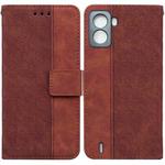 For Tecno Pop 6 No Fingerprints Geometric Embossed Leather Phone Case(Brown)