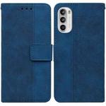 For Motorola Moto G62 5G Geometric Embossed Leather Phone Case(Blue)