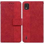 For Nokia C2 2nd Edition Geometric Embossed Leather Phone Case(Red)