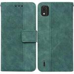 For Nokia C2 2nd Edition Geometric Embossed Leather Phone Case(Green)