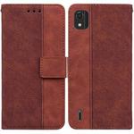 For Nokia C2 2nd Edition Geometric Embossed Leather Phone Case(Brown)