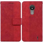 For Nokia C21 Geometric Embossed Leather Phone Case(Red)