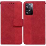 For OPPO A57 2022 4G/A57 2022 5G/Realme Q5i/Realme V23 5G/Realme Narzo 50 5G/A77 5G Geometric Embossed Leather Phone Case(Red)