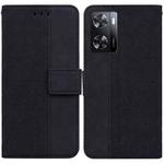 For OPPO A57 2022 4G/A57 2022 5G/Realme Q5i/Realme V23 5G/Realme Narzo 50 5G/A77 5G Geometric Embossed Leather Phone Case(Black)