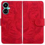 For Tecno Camon 19 Tiger Embossing Pattern Horizontal Flip Leather Phone Case(Red)