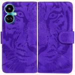 For Tecno Camon 19 Tiger Embossing Pattern Horizontal Flip Leather Phone Case(Purple)